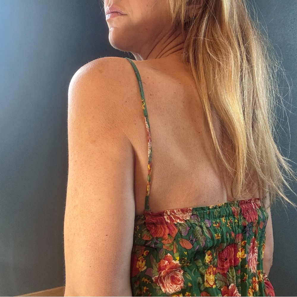 Green Floral Maxi Dress with Spaghetti Straps - Picture 8 of 12